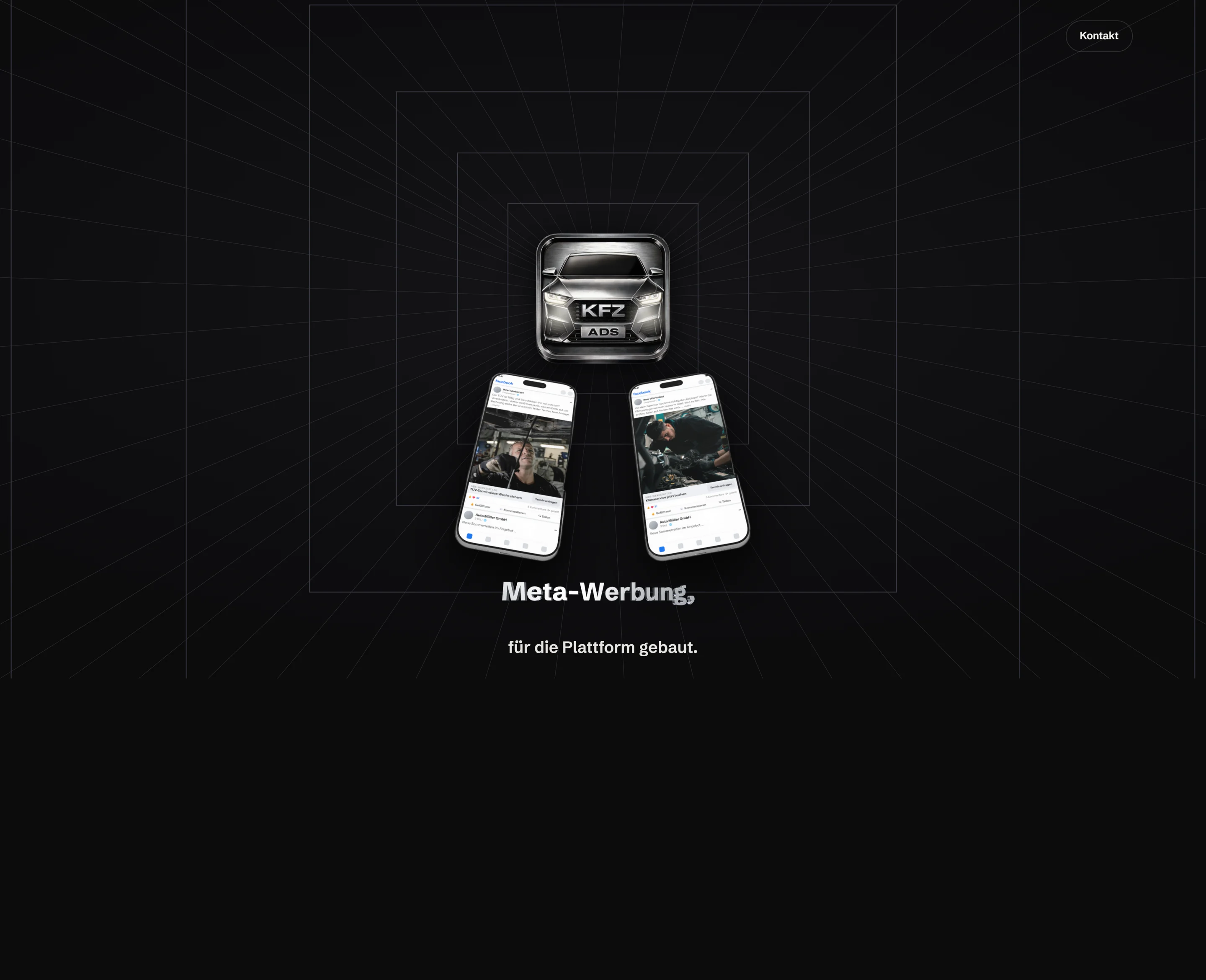 Desktop-Ansicht der Website von KfzAds