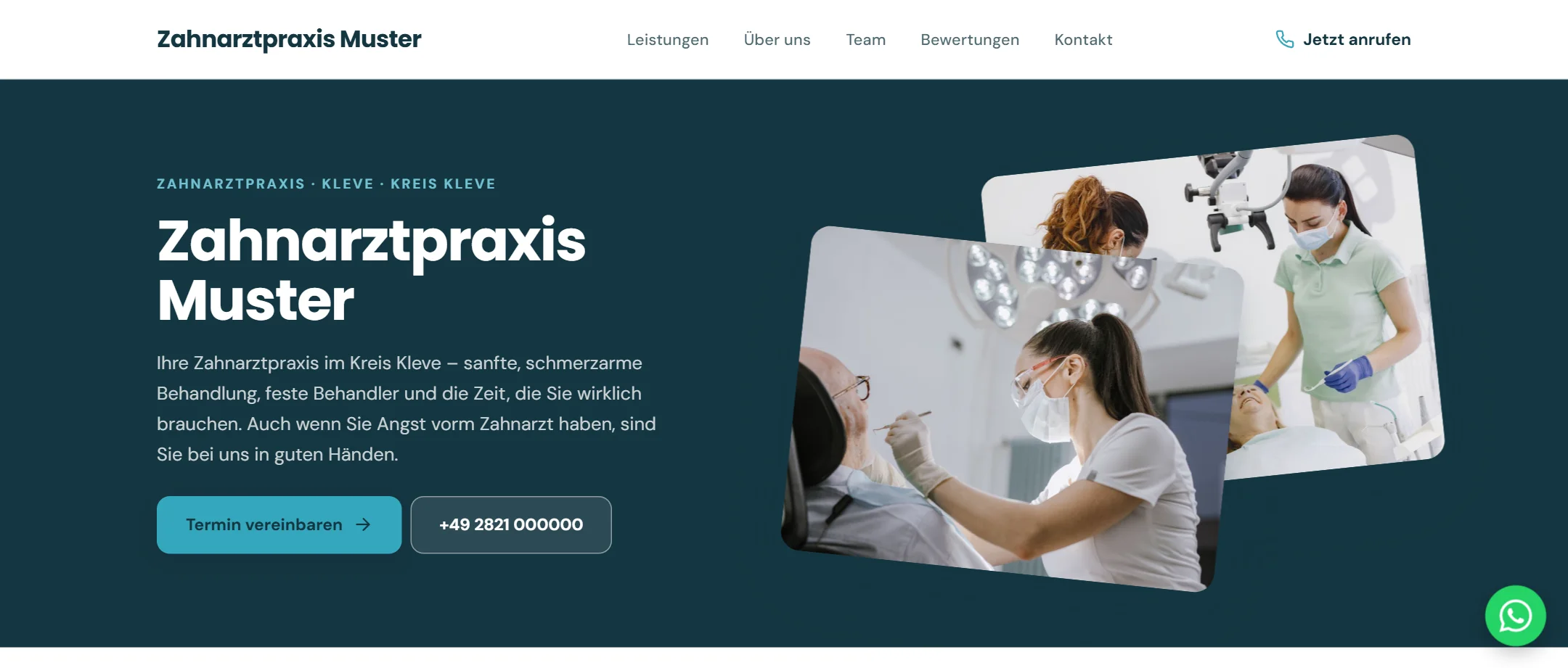 Designkonzept einer Website für eine Zahnarztpraxis
