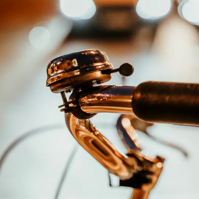 Copper bell on a handlebar