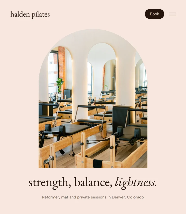 Konzept-Website für ein erfundenes Pilates-Studio