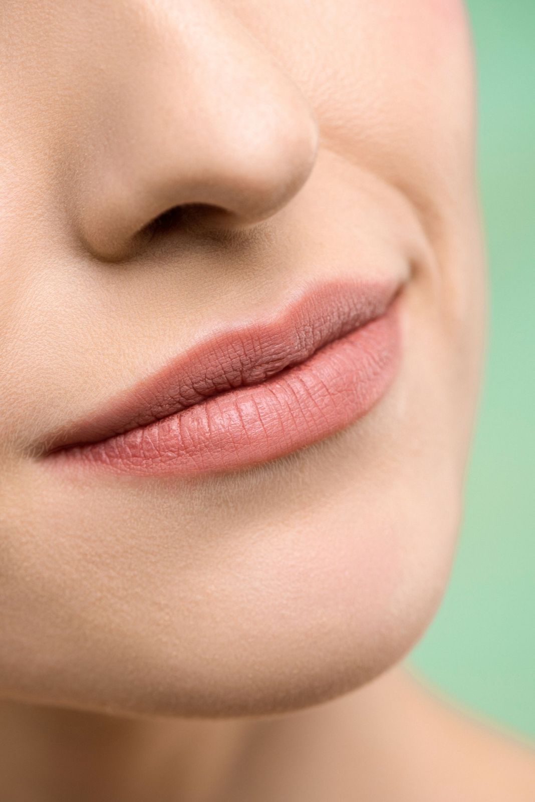 Close-up of natural rosy lips