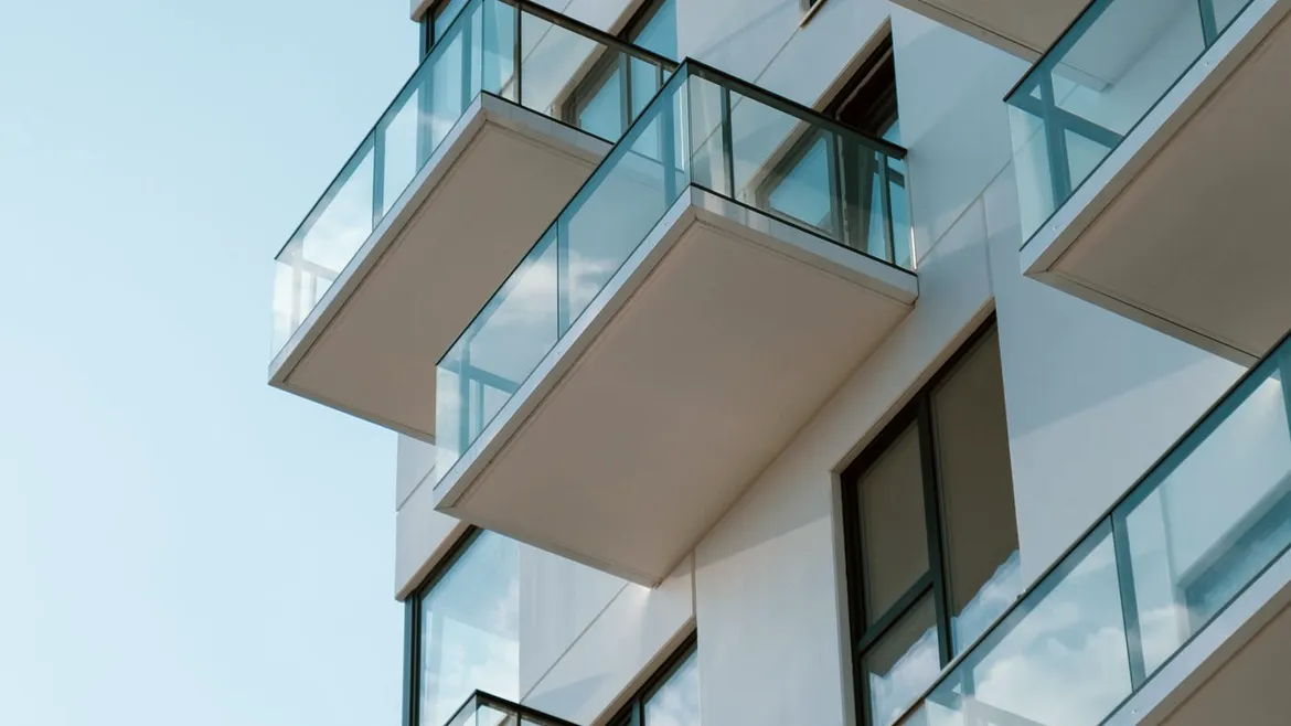 Apartment block with glass balconies
